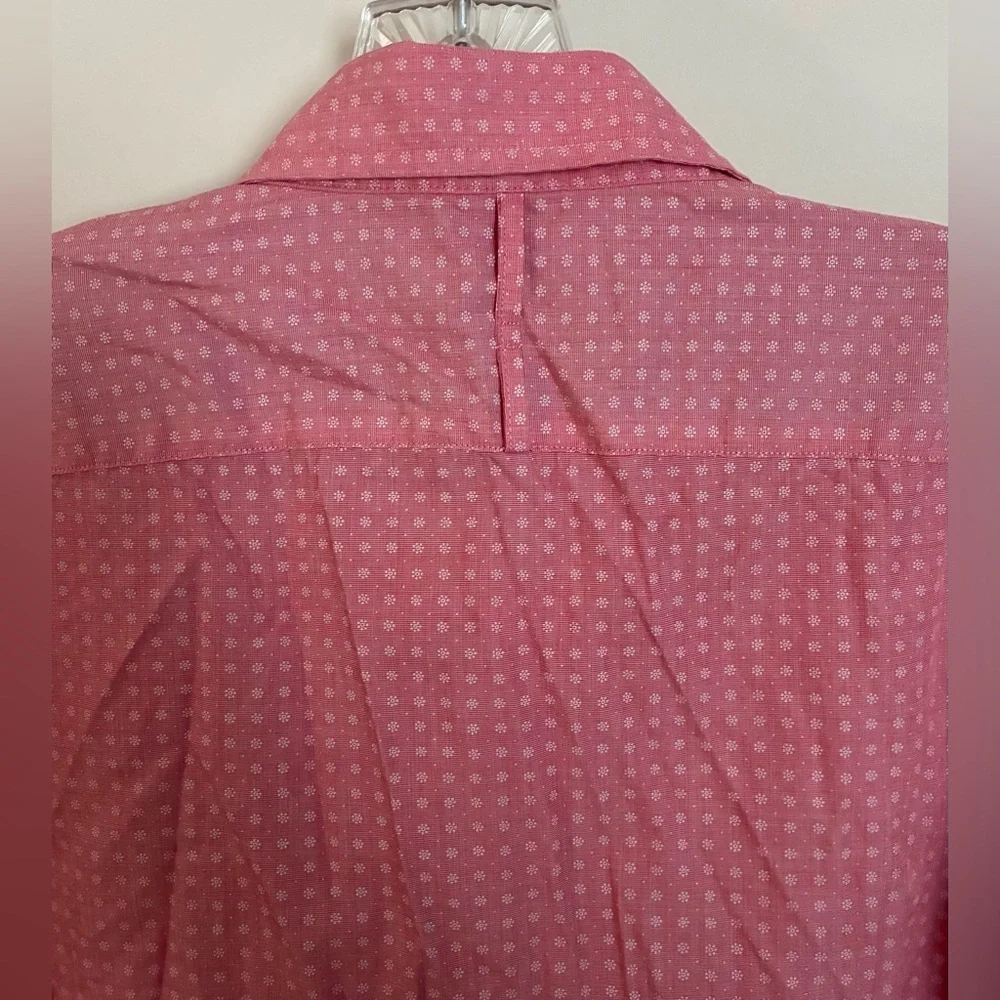Banana Republic Men’s Pink Luxe Poplin Slim-Fit Short Sleeve Button Down; Size L